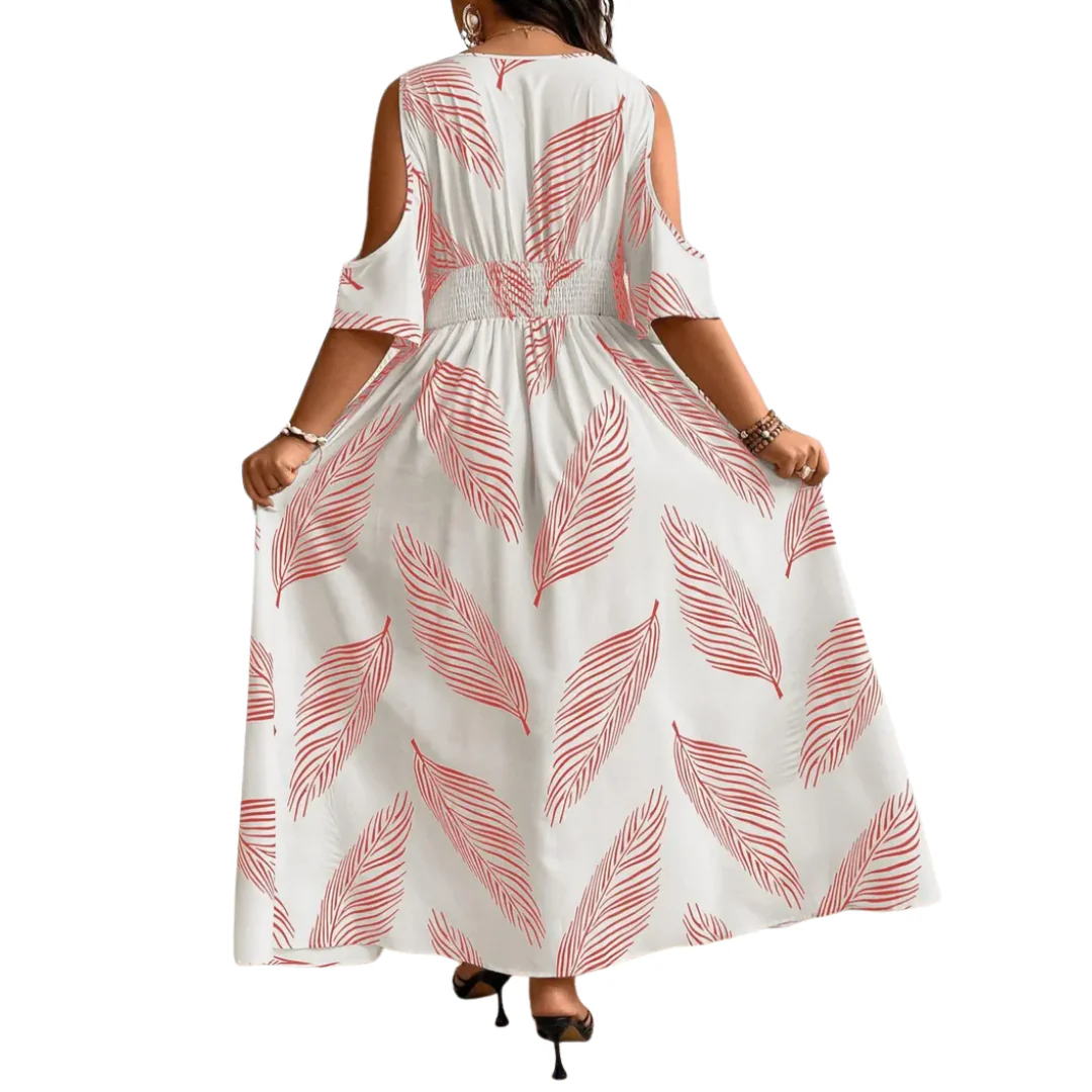 HAVENA™ – Boho Print Cold Shoulder Dress