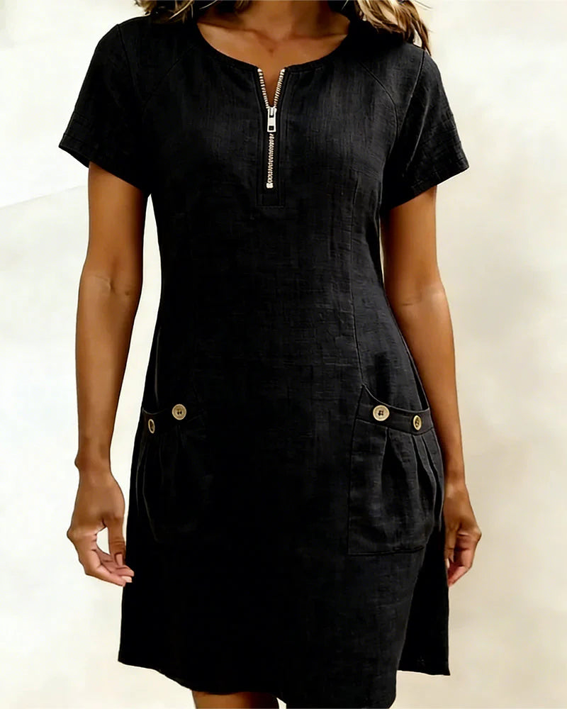 Cotton Zip-Up Dress