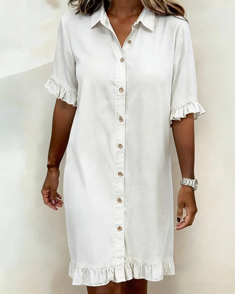 ALANA™ | Denim Dress with Flattering Ruffle Detail