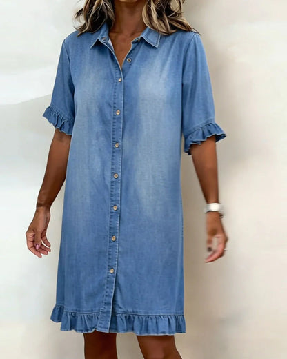 ALANA™ | Denim Dress with Flattering Ruffle Detail