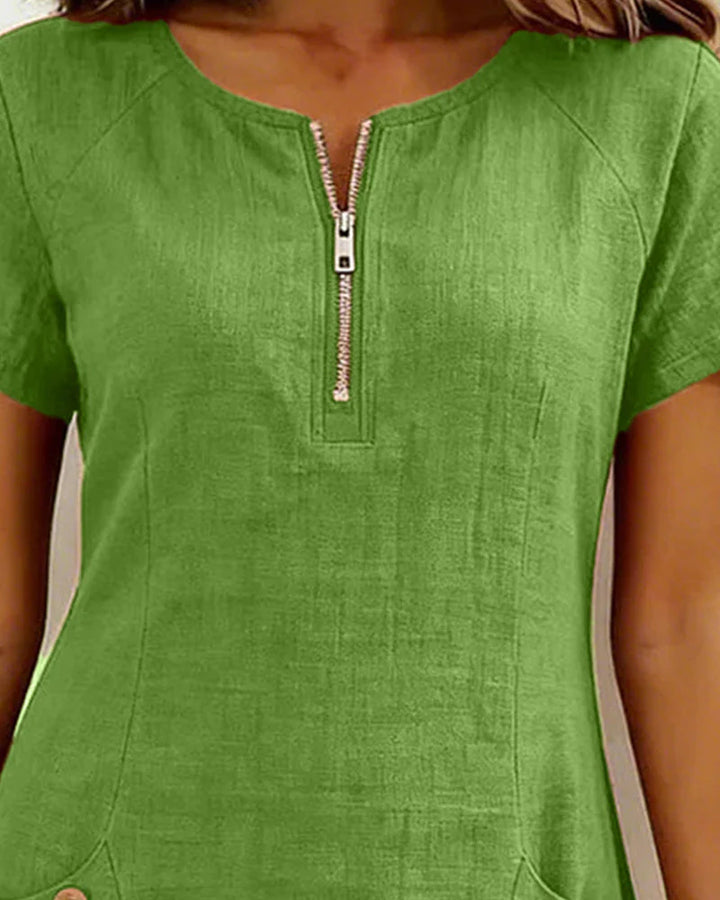 Cotton Zip-Up Dress