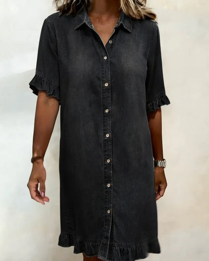 ALANA™ | Denim Dress with Flattering Ruffle Detail