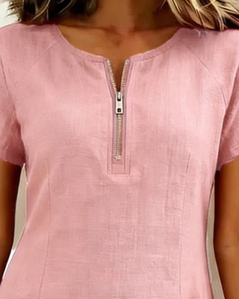 Cotton Zip-Up Dress