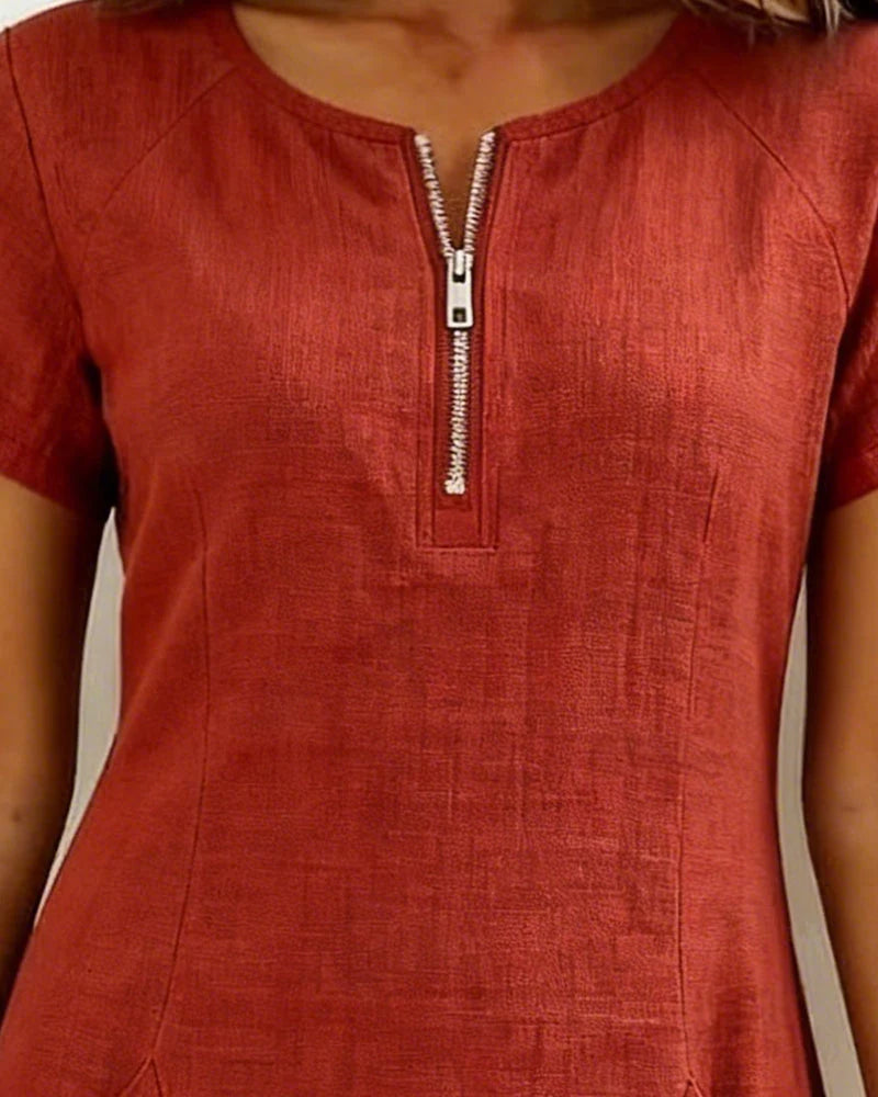 Cotton Zip-Up Dress