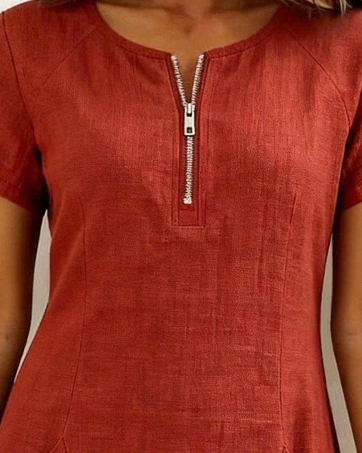 Cotton Zip-Up Dress