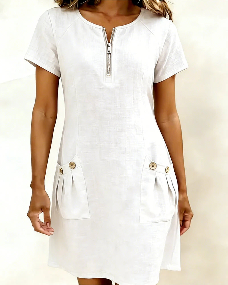 Cotton Zip-Up Dress