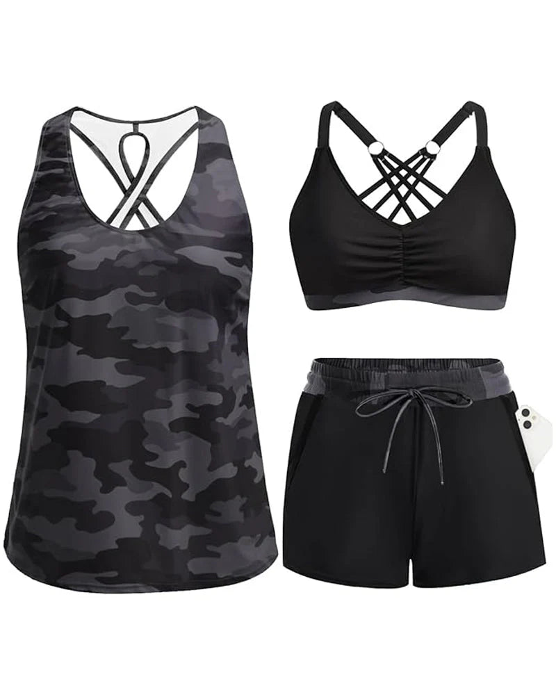 Maren | Three-Piece Tankini Bikini & Cover-Up Set