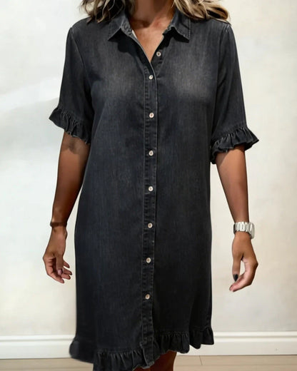 ALANA™ | Denim Dress with Flattering Ruffle Detail