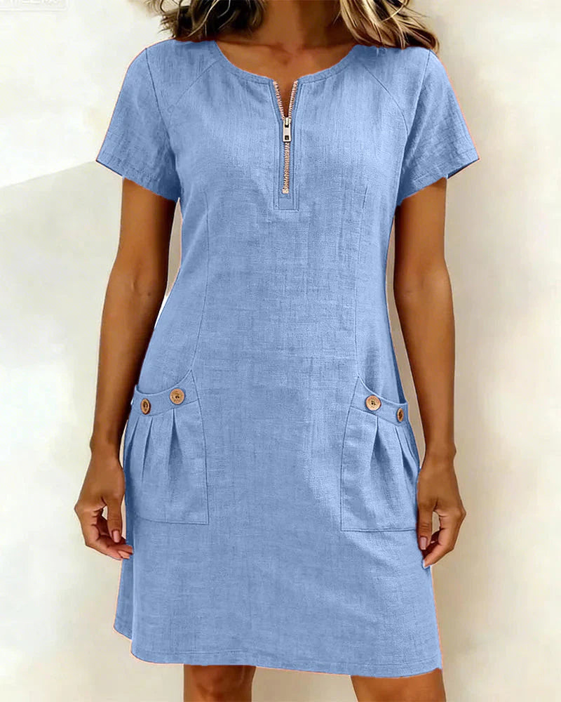 Cotton Zip-Up Dress