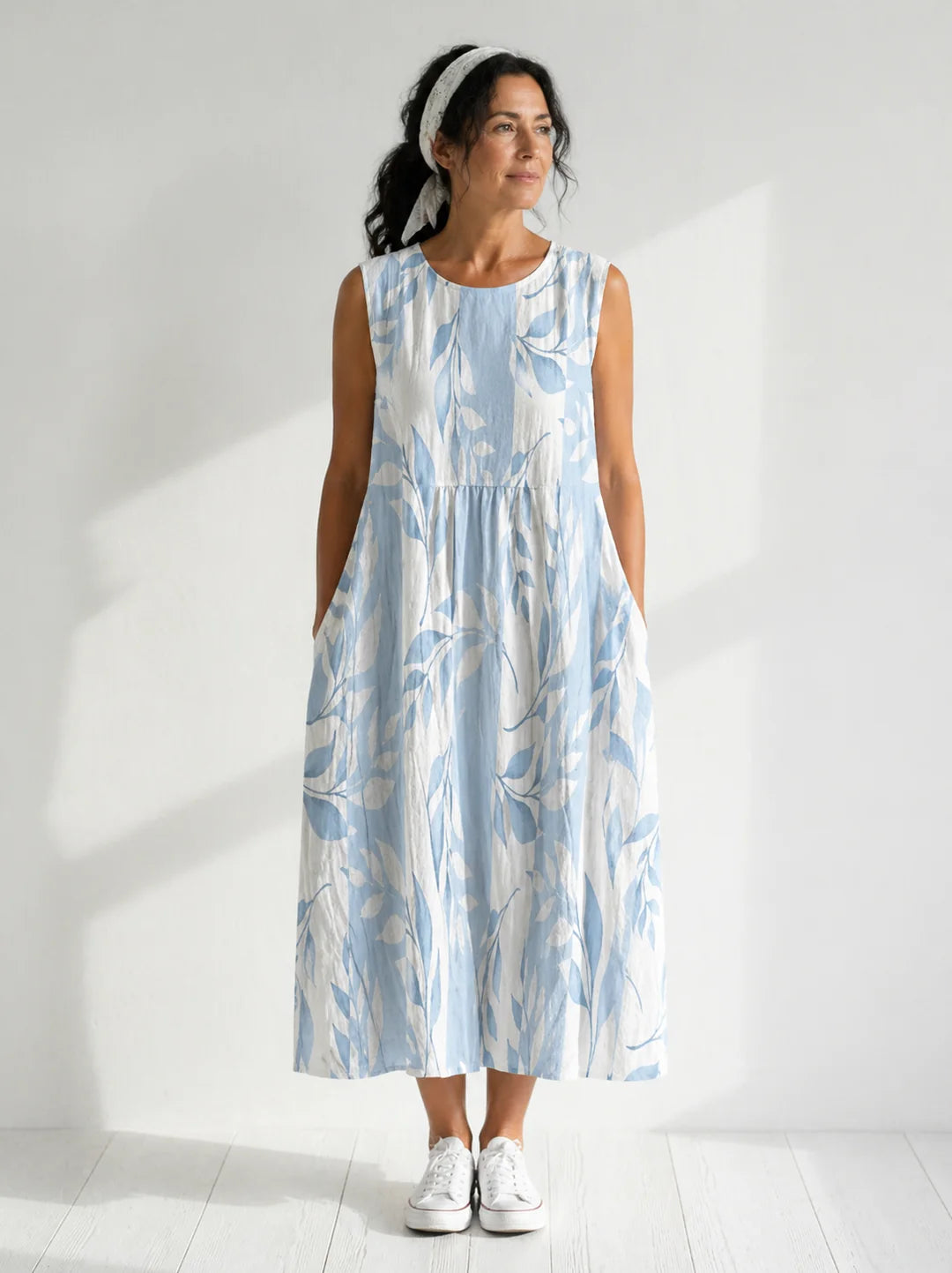 Ivy | Midi Dress with Leaf Print