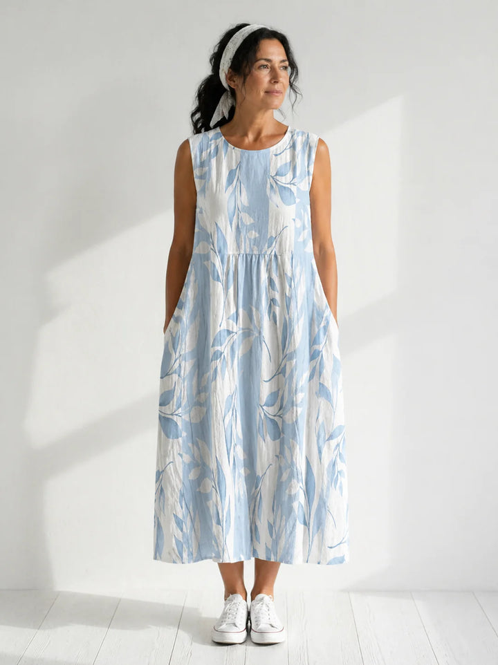 Ivy | Midi Dress with Leaf Print