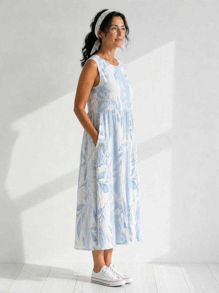 Ivy | Midi Dress with Leaf Print