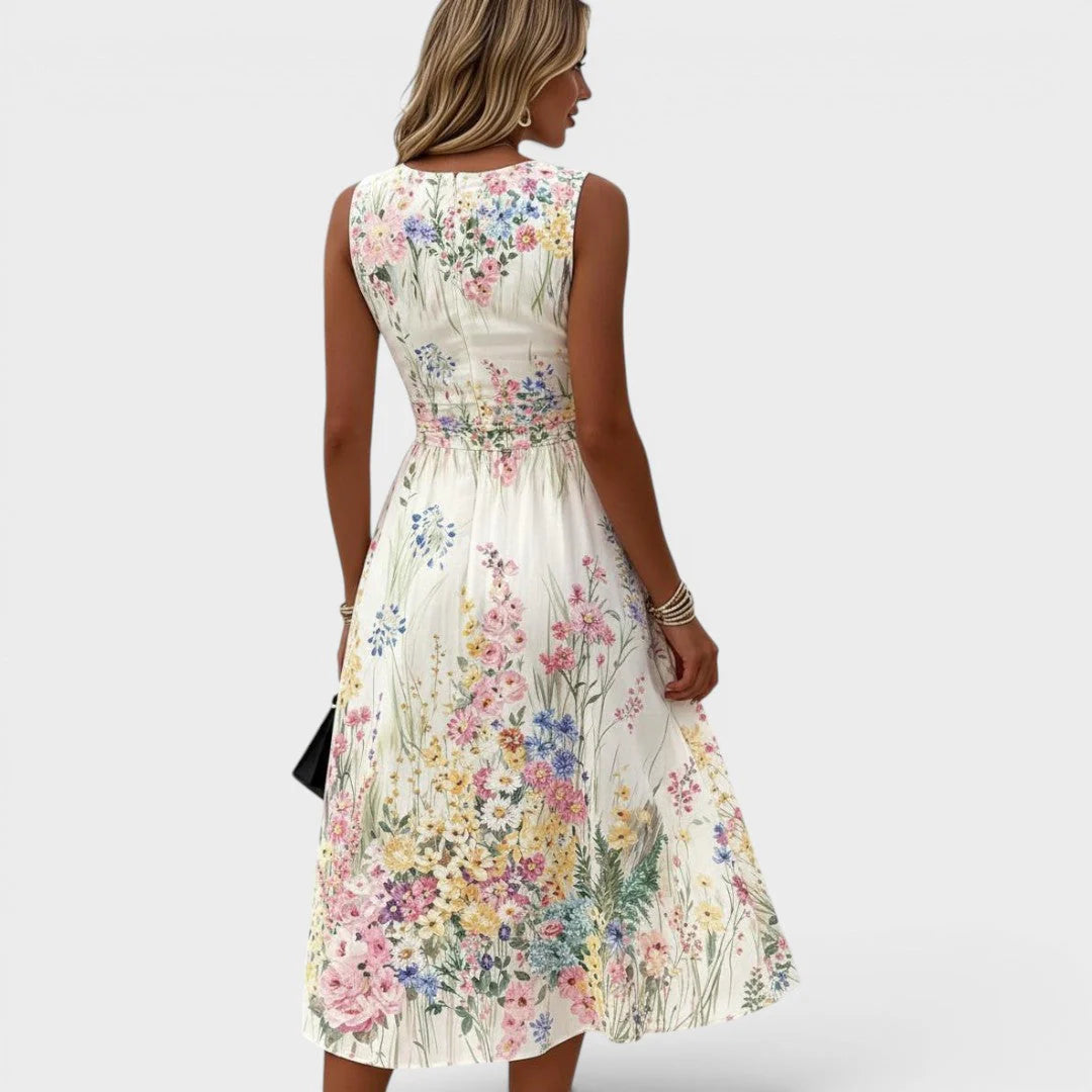 Tanya | Sleeveless Floral Midi Dress