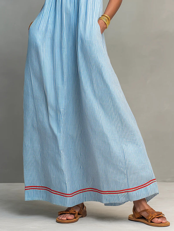 Striped Contrast Trim Maxi Dress
