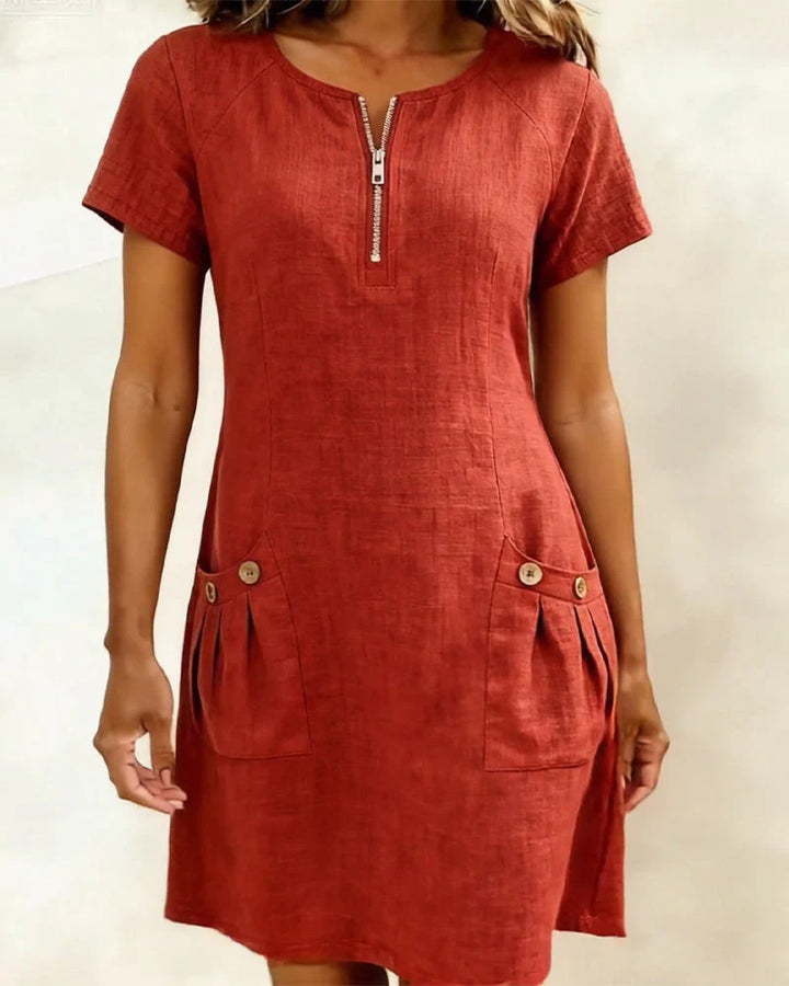 Cotton Zip-Up Dress