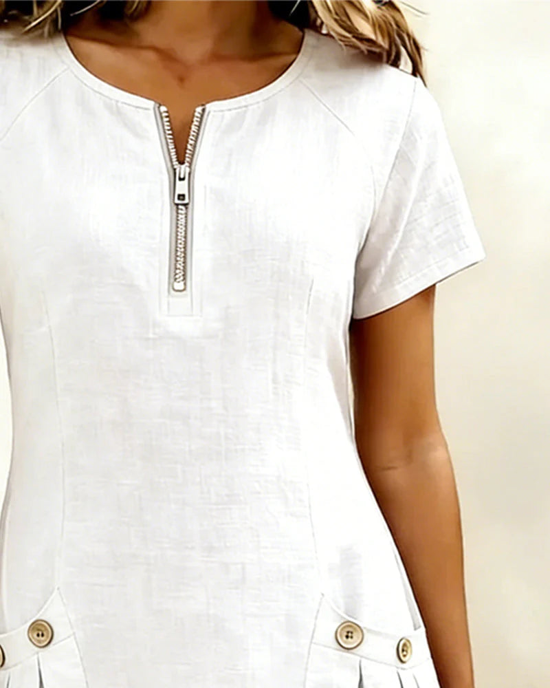 Cotton Zip-Up Dress
