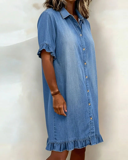 ALANA™ | Denim Dress with Flattering Ruffle Detail