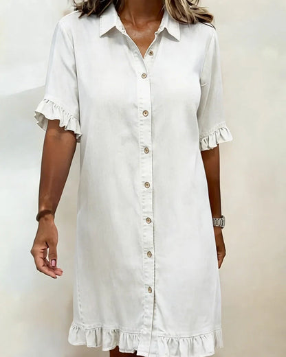 ALANA™ | Denim Dress with Flattering Ruffle Detail