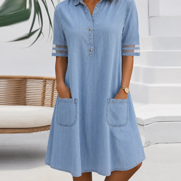 Aoife™ | Tummy-Flattering Denim-Look Blouse Dress