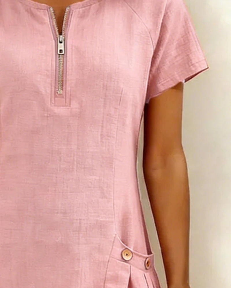 Cotton Zip-Up Dress