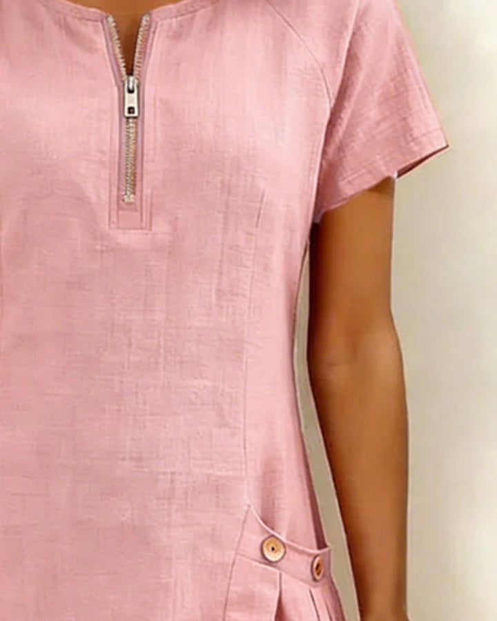Cotton Zip-Up Dress