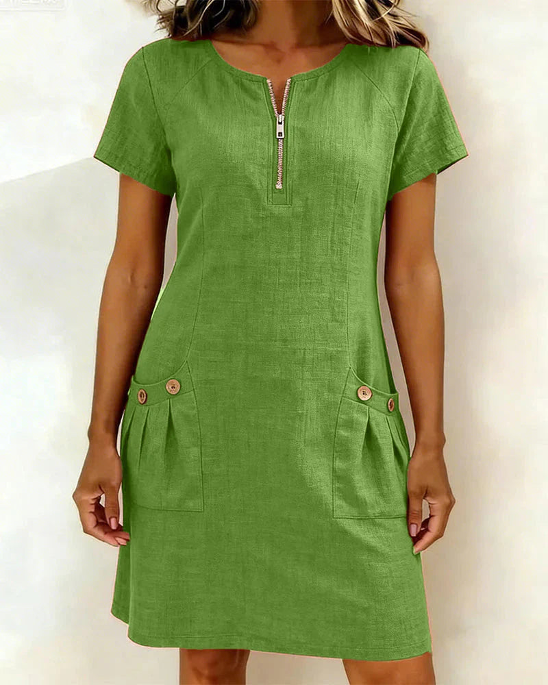 Cotton Zip-Up Dress