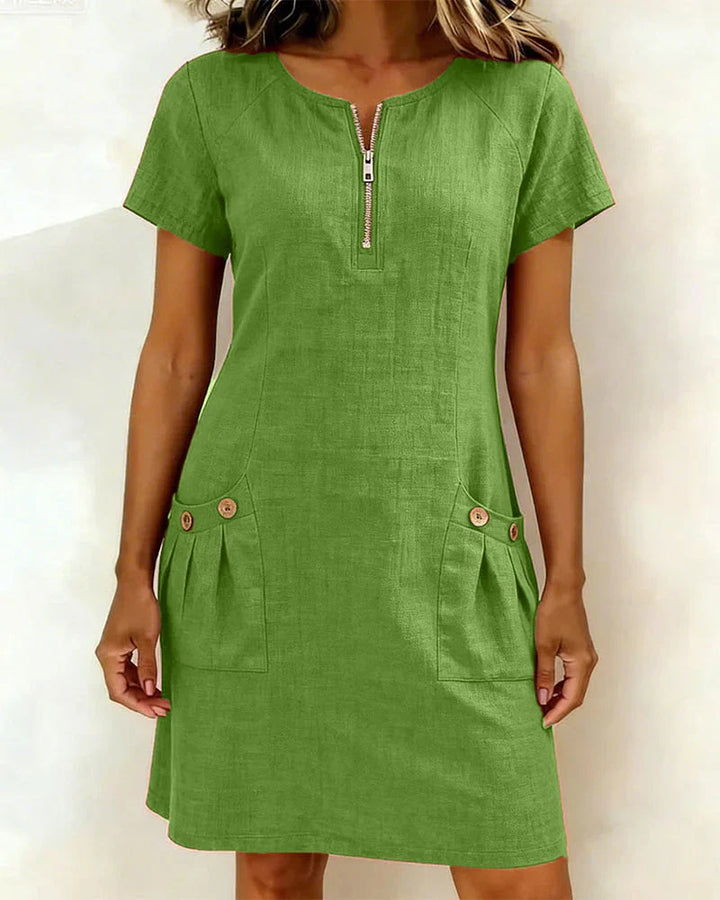 Cotton Zip-Up Dress