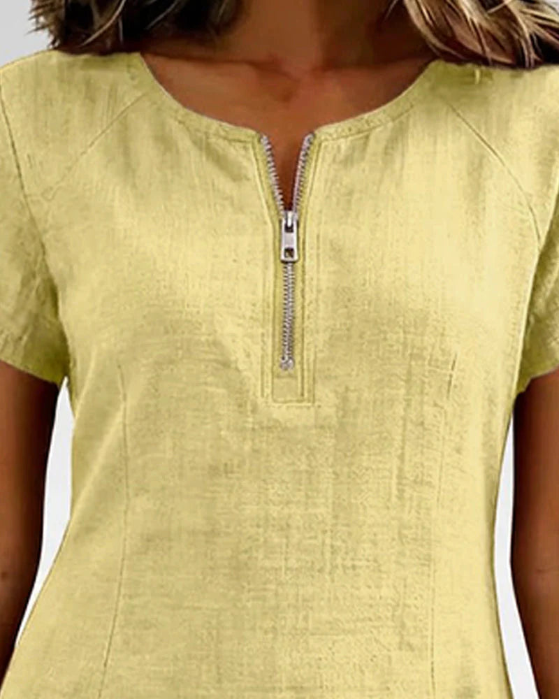 Cotton Zip-Up Dress