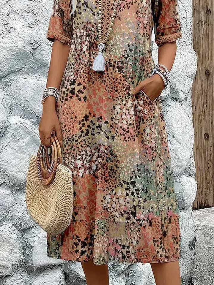 SUSAN | VIBRANT MIDI DRESS WITH ELEGANT TUMMY COVERAGE