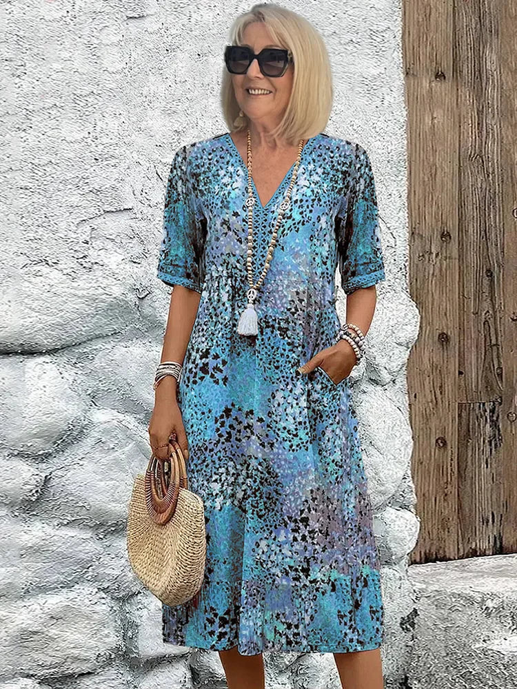 SUSAN | VIBRANT MIDI DRESS WITH ELEGANT TUMMY COVERAGE