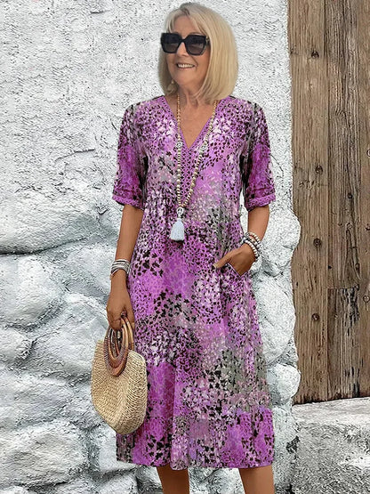 SUSAN | VIBRANT MIDI DRESS WITH ELEGANT TUMMY COVERAGE