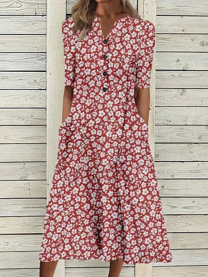 VALENTINA | ELEGANT FLORAL TUMMY-COVERAGE DRESS