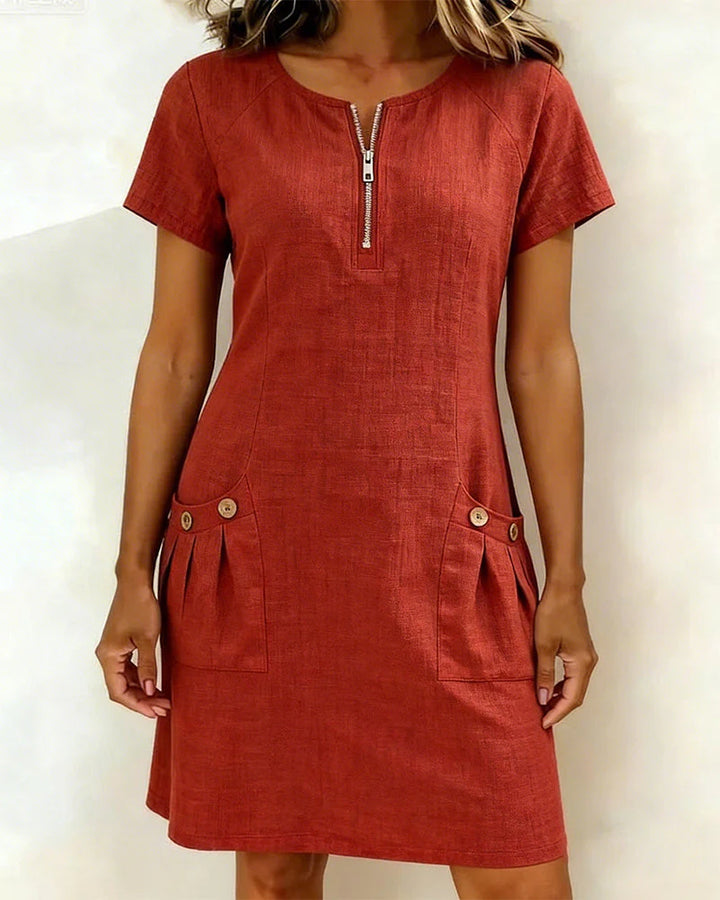 Cotton Zip-Up Dress