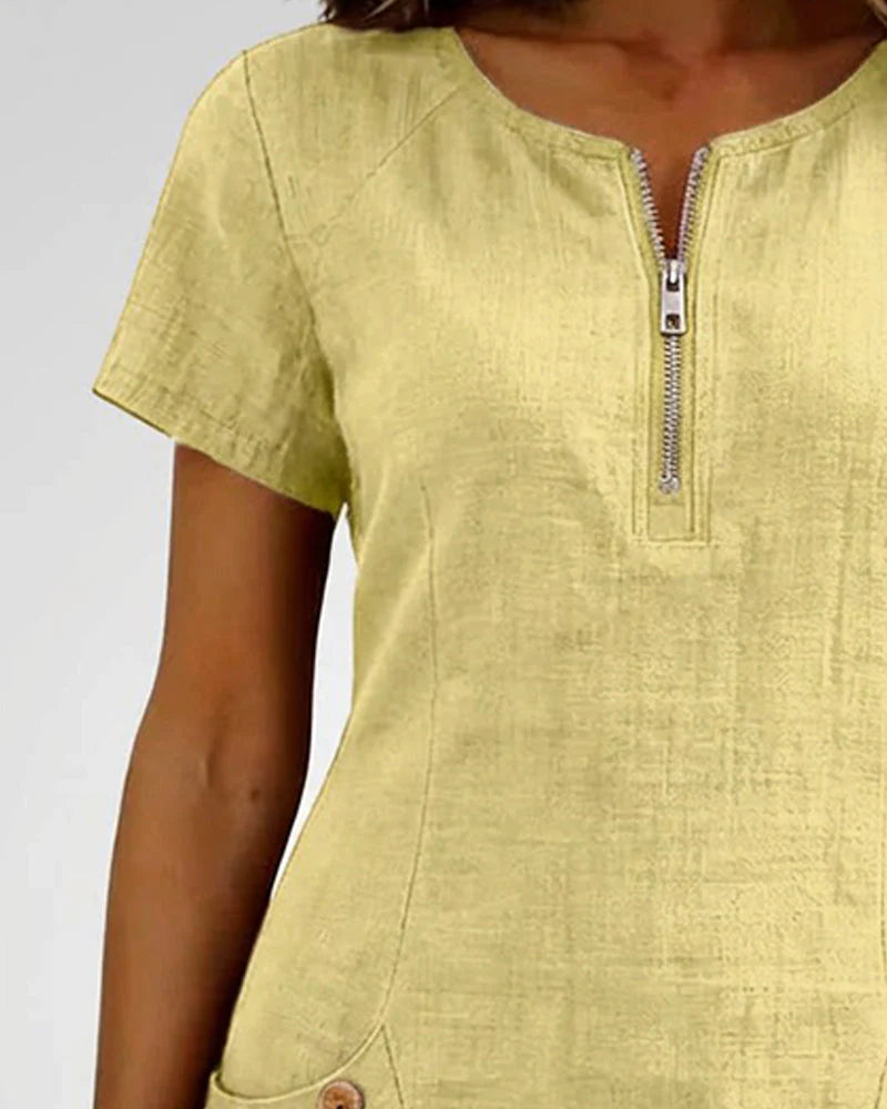 Cotton Zip-Up Dress