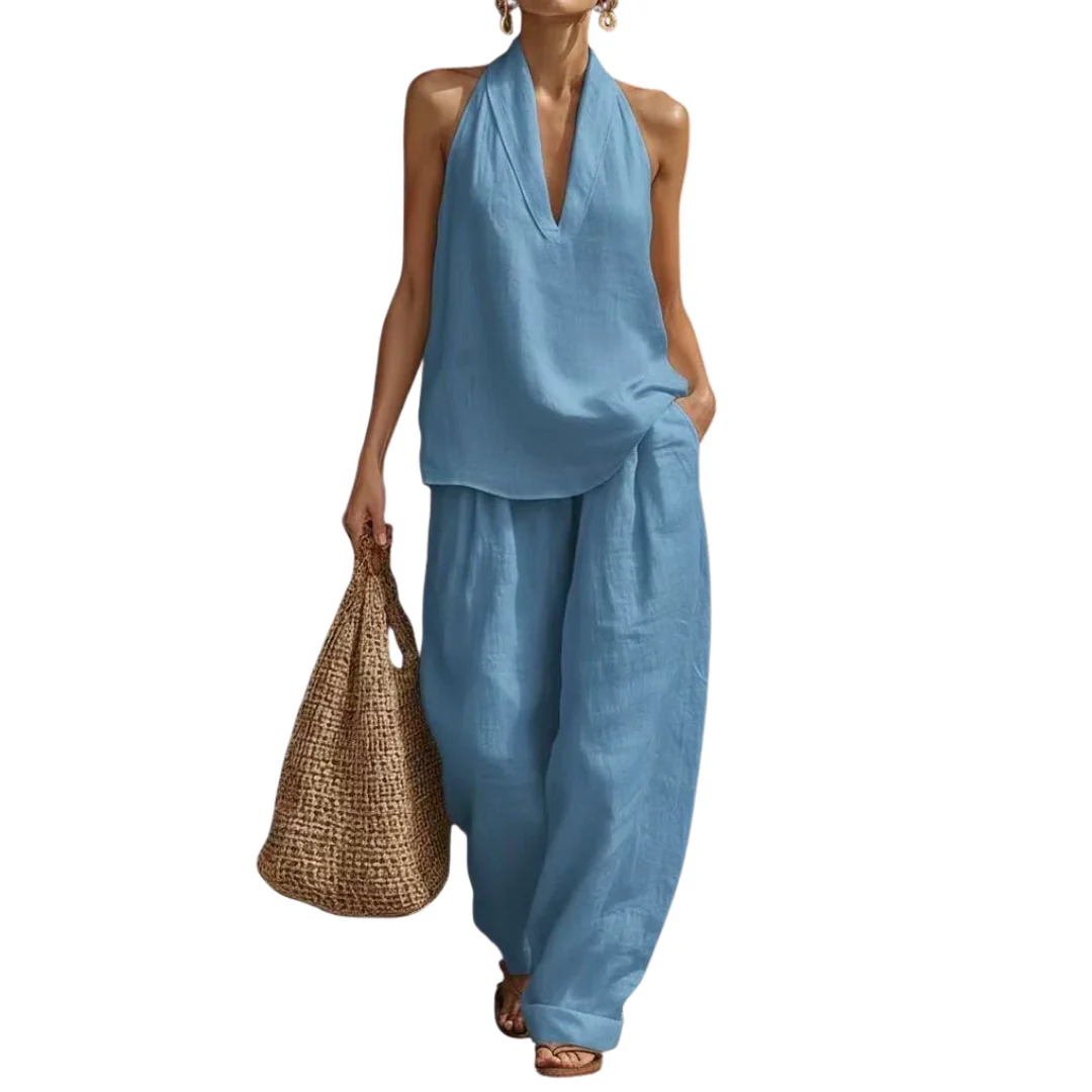ZIZU™ – Breezy Halter Wide-Leg Two Piece Set