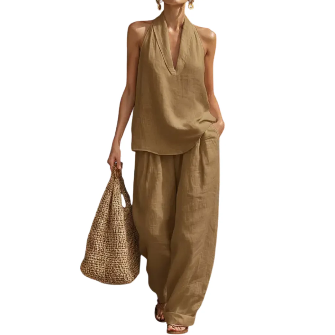 ZIZU™ – Breezy Halter Wide-Leg Two Piece Set