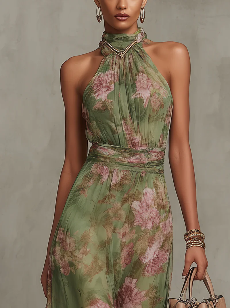 Amara | Floral Halter Dress