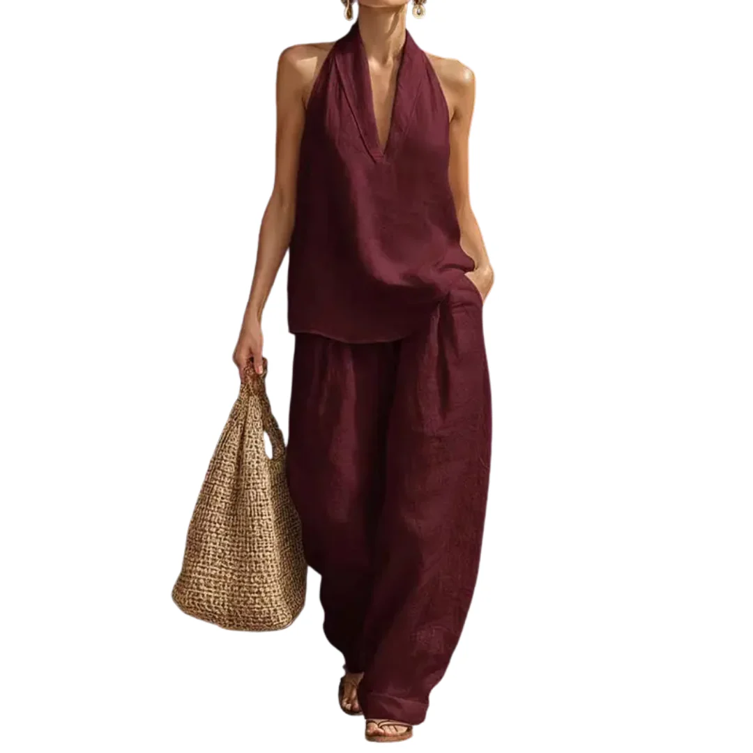 ZIZU™ – Breezy Halter Wide-Leg Two Piece Set